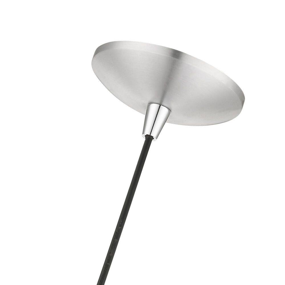 Dulce Brushed Aluminum Pendant with Shiny White Interior, 14" Shade