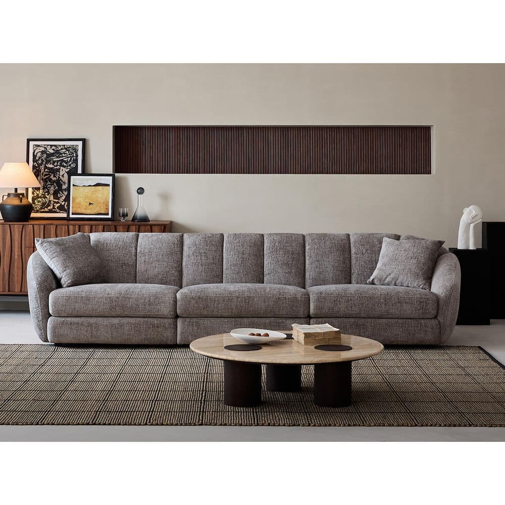 Modern 123 in. Wide Slope Arm Chenille Fabric Rectangle Sectional Sofa Scal