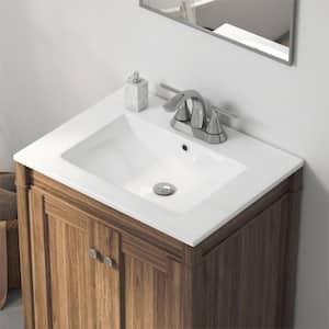 Tucson 24 in. W x 18 in. D Vitreous China Vanity Top in White with 3 Faucet Holes (4 in. Centerset)