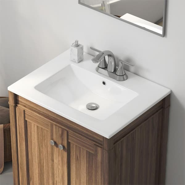 Eridanus Tucson 24 in. W x 18 in. D Vitreous China Vanity Top in White with 3 Faucet Holes (4 in. Centerset)