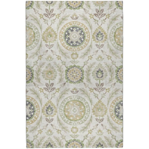 Dream Shag Premium Machine Washable Abstract ADS751 Ivory 9 ft. x 12 ft. Area Rug