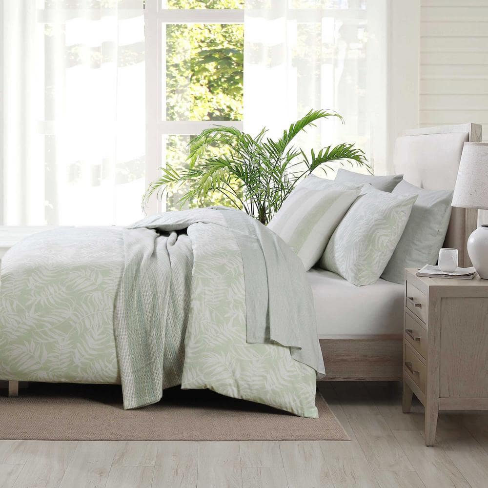King Green Cotton Tropical Bedspread Cover Set