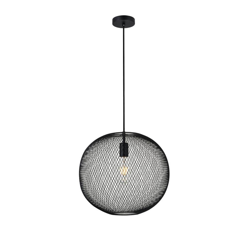 Timeless Home Kedgarr 15 in. W x 13.2 in. H 1-Light Black Pendant with Shad