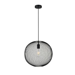 Timeless Home Kedgarr 15 in. W x 13.2 in. H 1-Light Black Pendant with Shade