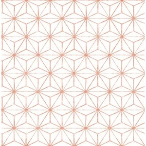 Orion Coral Geometric Coral Wallpaper Sample