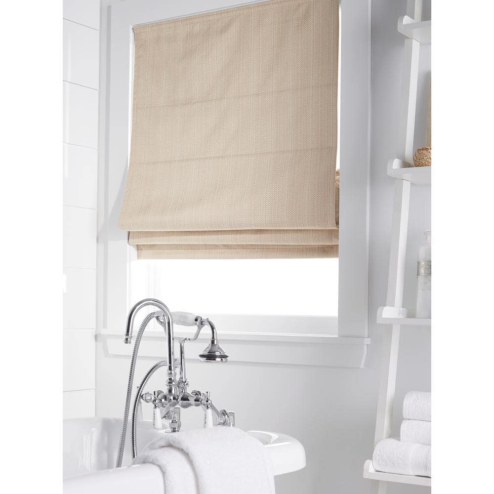 Beige Cordless Fabric Blackout Roman Shade 23" x 64"