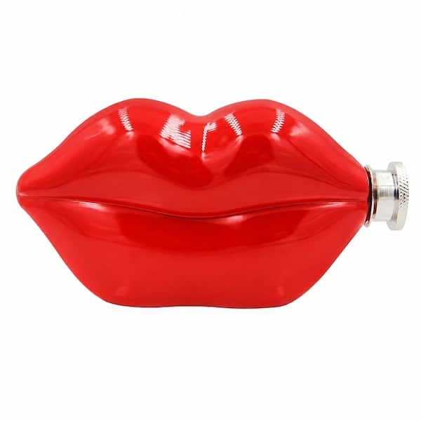 5 oz. Red 304 Stainless Steel Lips-Shaped Hip Flask with Funnel Included Unique Party Gift for Women
