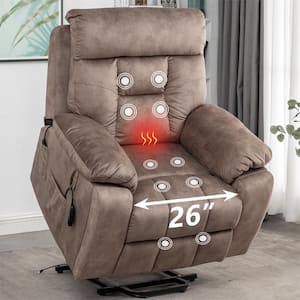 Flagship Oversized(Flat more than 6.1 ft.) Velvet Recliner Lift Sofa with Massage,Heating and Assisted Standing - Brown3