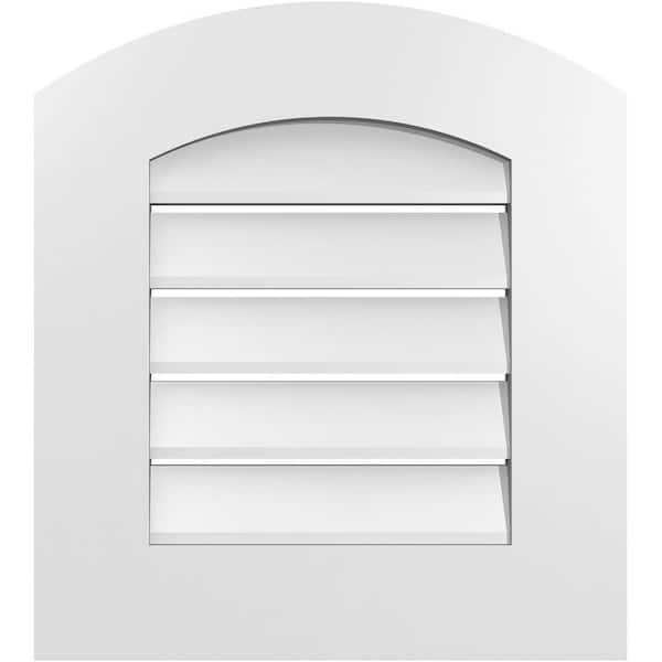 Ekena Millwork 18 in. x 18 in. Arch Top Surface Mount PVC Gable Vent: Decorative with Standard Frame