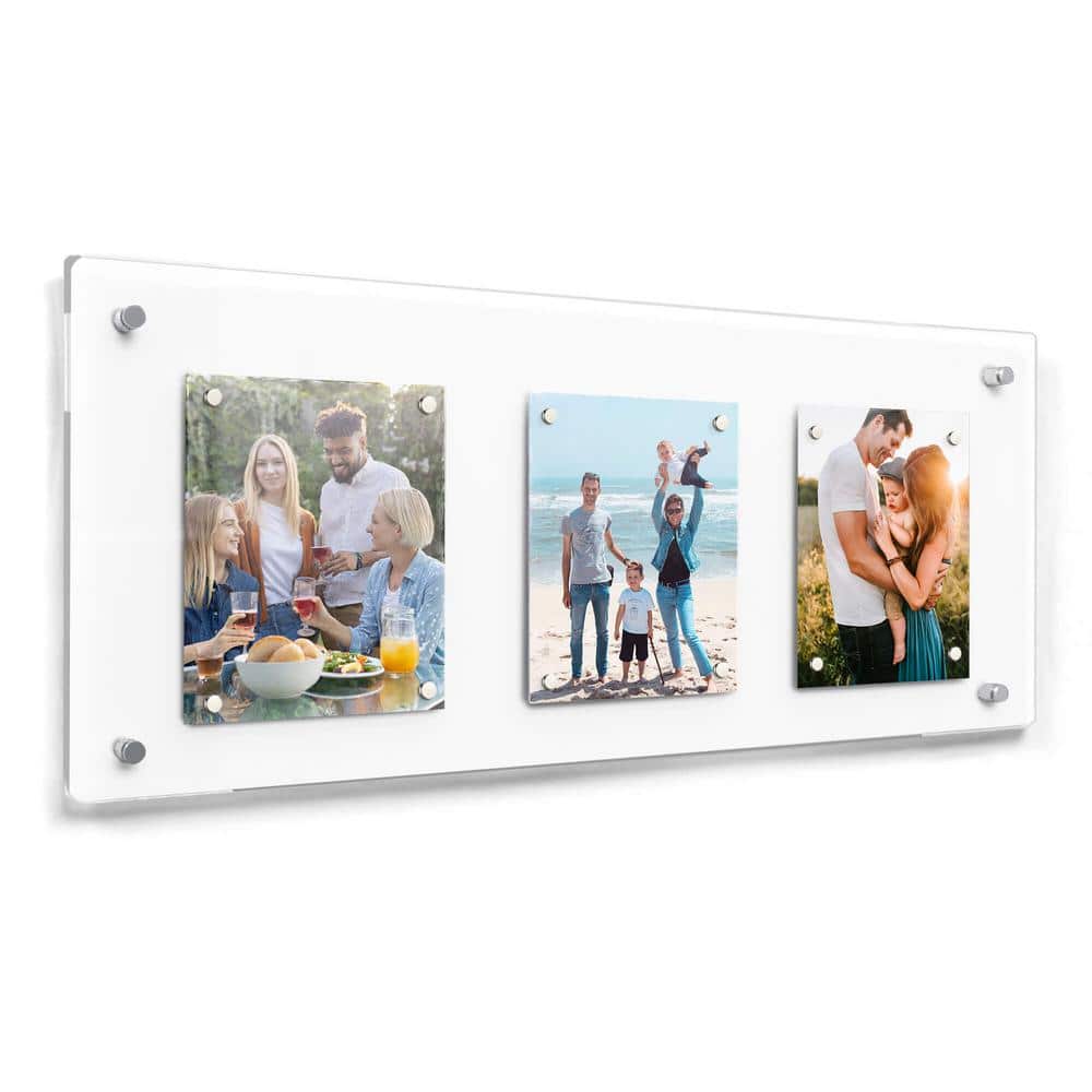 23x8 Clear Acrylic Floating Wall Picture Frame with Chrome Mounts