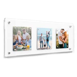 Photo Size 5 in. x 7 in. Chrome Rectangular Single Acrylic Magnet w/Wall Mounted Best Art Picture Frame 23 in. x 8 in.