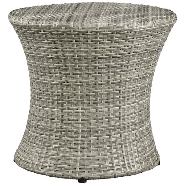 MODWAY Stage Patio in Light Gray Wicker Outdoor Side Table