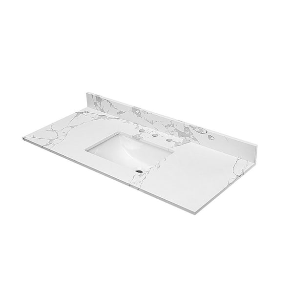 Xzkai 49 in. W x 22 in. D Ceramic White Rectangular Single Sink