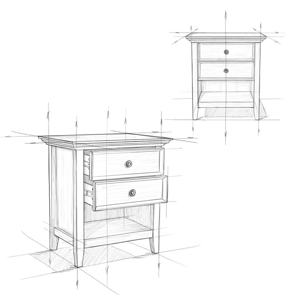 Amherst Solid Wood White 2-Drawer Bedside Table