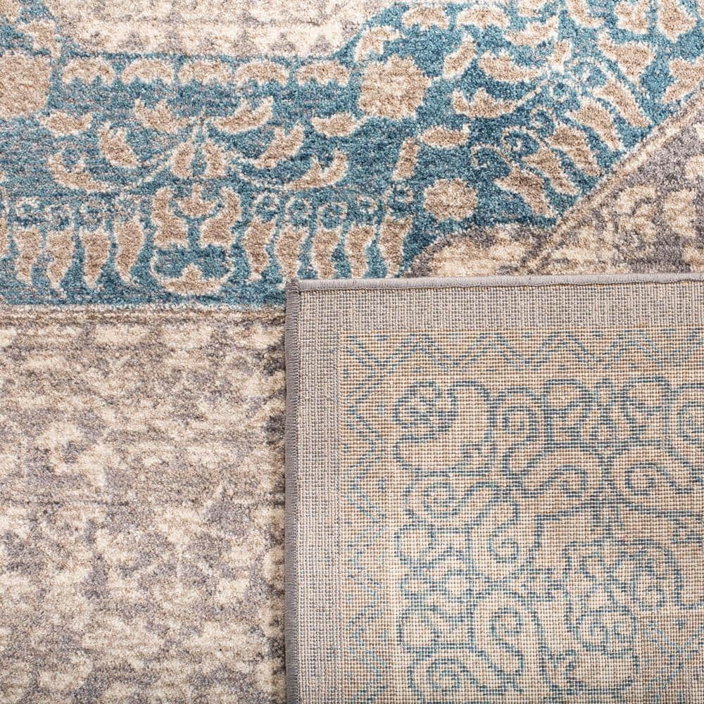 Sofia Contemporary Classic Light Grey & Blue 2' x 3' Synthetic Area Rug