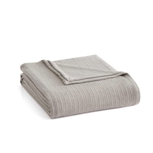 Bedford Tile 1-Piece Chinchilla Grey Cotton King Blanket