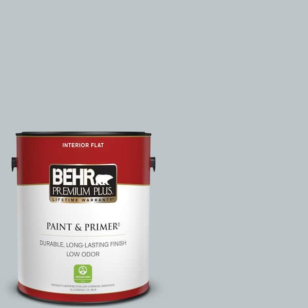 BEHR PREMIUM PLUS 1 gal. #N490-2 Icicles Flat Low Odor Interior Paint & Primer