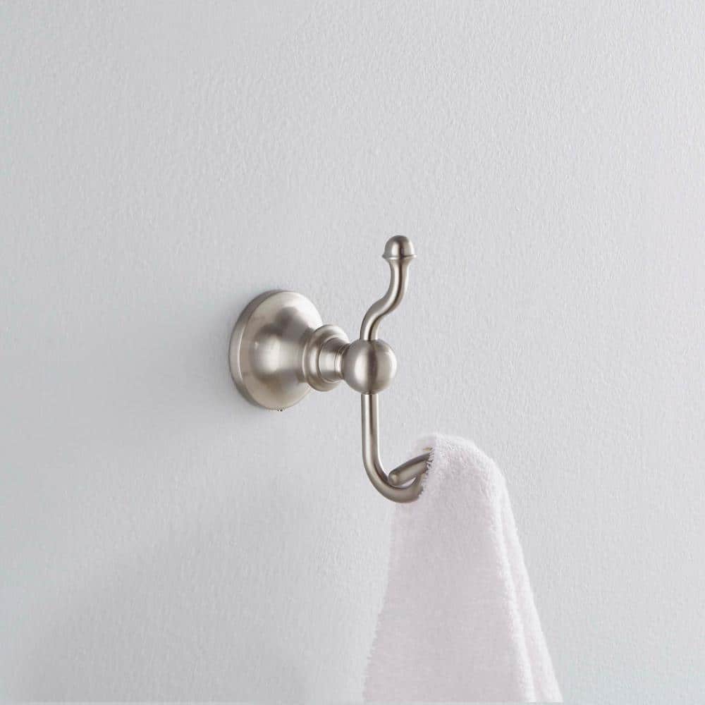 Brushed Nickel Transitional Double Robe Hook