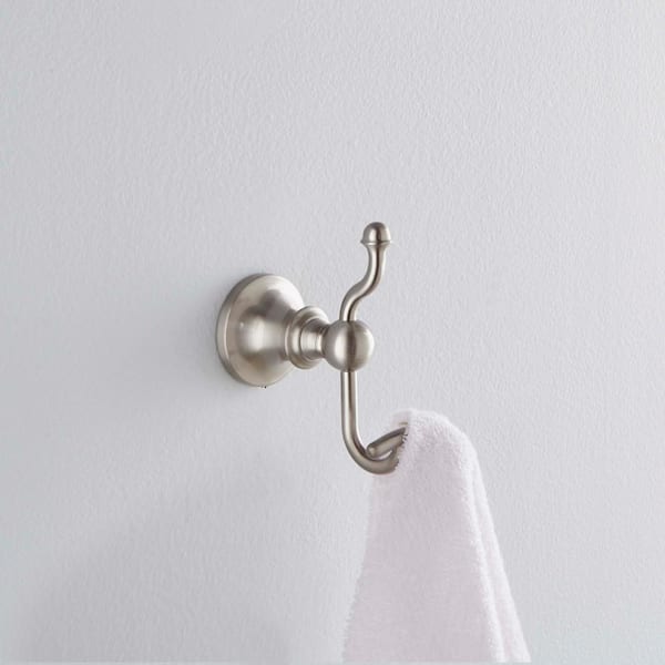 Vale Double Robe Hook in Spot Resist Brushed Nickel