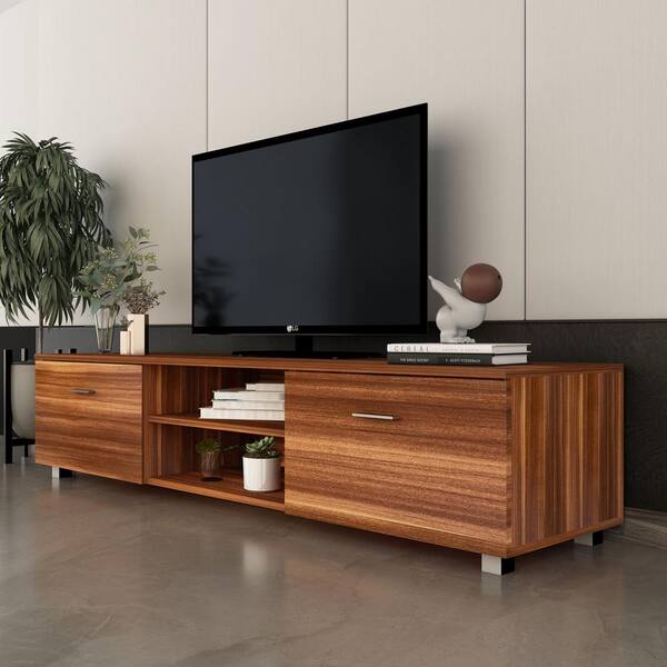 Decoratika Ola TV Stand - Walnut, Size: 25.2 in, Brown