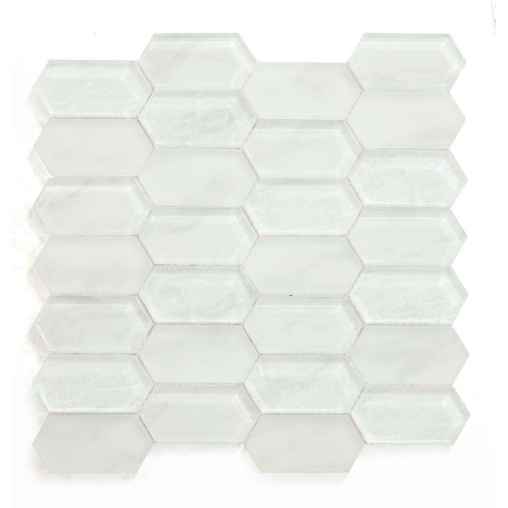 White 12 in. x 12 in. Brick Glossy Matte Mixed Picket Glass Mosaic Subway Wall Tile (11 sq. ft. /case) price history on PriceWatchPro