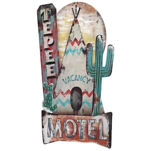 Teepee Motel Embossed Tin Sign