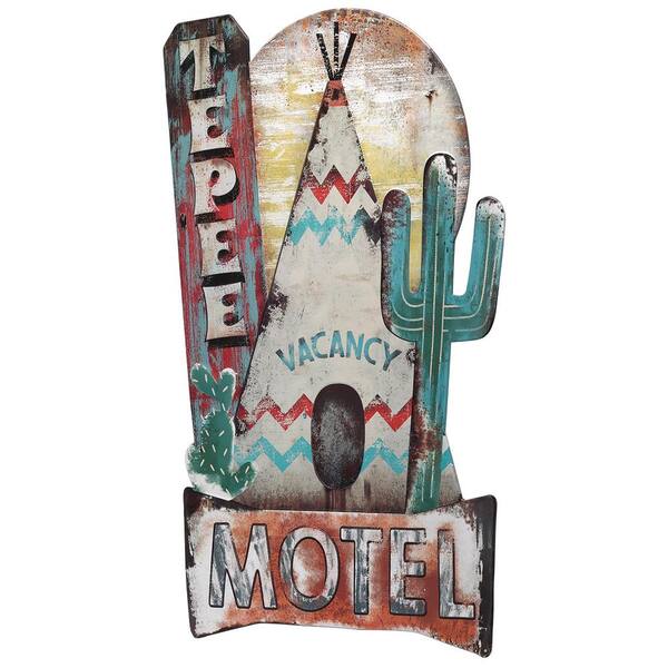 Open Road Brands Teepee Motel Embossed Tin Sign 90174670-S - The Home Depot