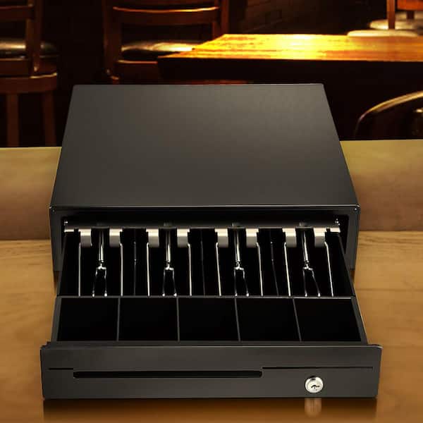 Cash Register Drawer, 13 in. 12 V, for POS System with 4 Bill 5 Coin Cash Tray, Removable Coin Compartment and 2 Keys
