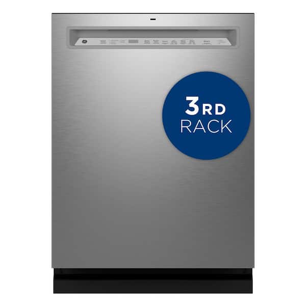 GE 24 in. Fingerprint Resistant Stainless Front Control Built-In Tall Tub Dishwasher with Dry Boost, 3rd Rack, and 47dBA