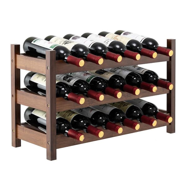Classic 18-Bottle Natural Coffee Bamboo Wine Rack