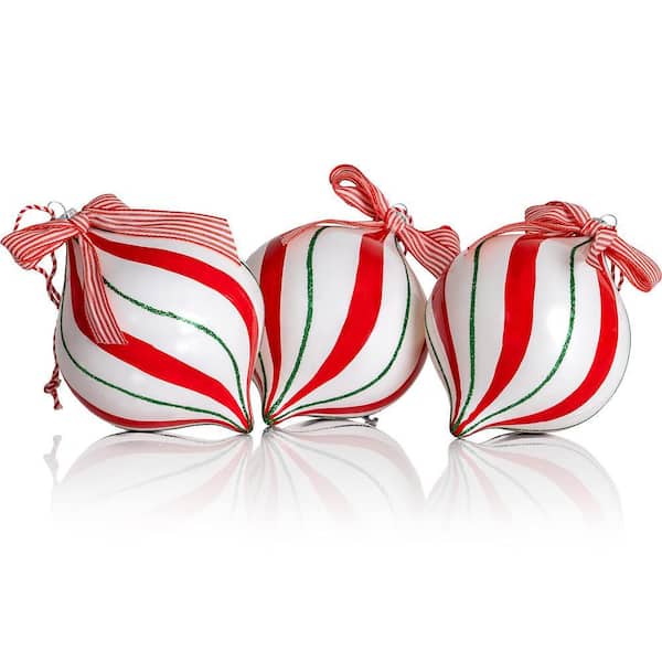 Peppermint Candy Ornament Set - Christmas Shatterproof Hanging Ornaments for Indoor or Outdoor Tree - 1 Dozen