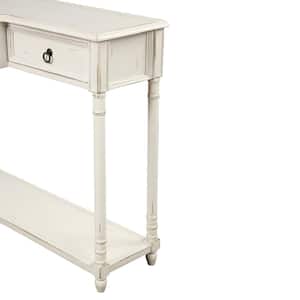 51.5 in. Console Table Sofa Table with Drawers for Entryway with Projecting Drawers and Long-Shelf - Antique White
