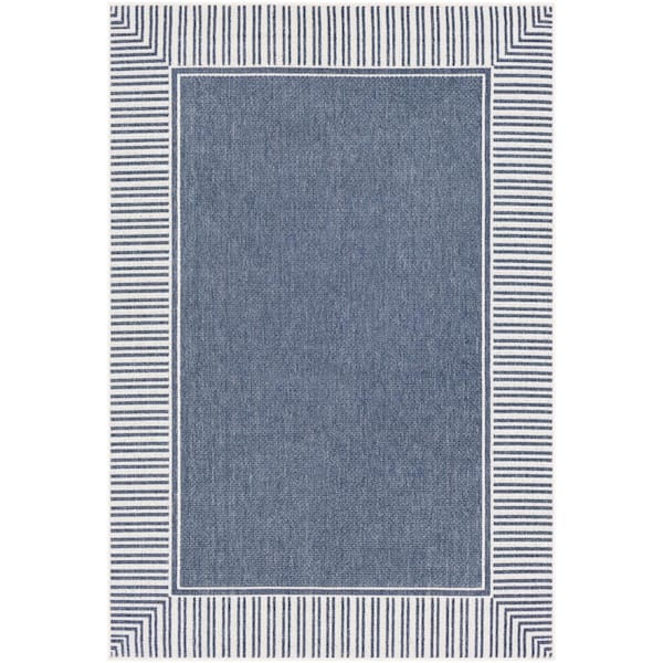 Livabliss Felix Navy 3 ft. 6 in. x 5 ft. 6 in. Solid Indoor/Outdoor Patio Area Rug