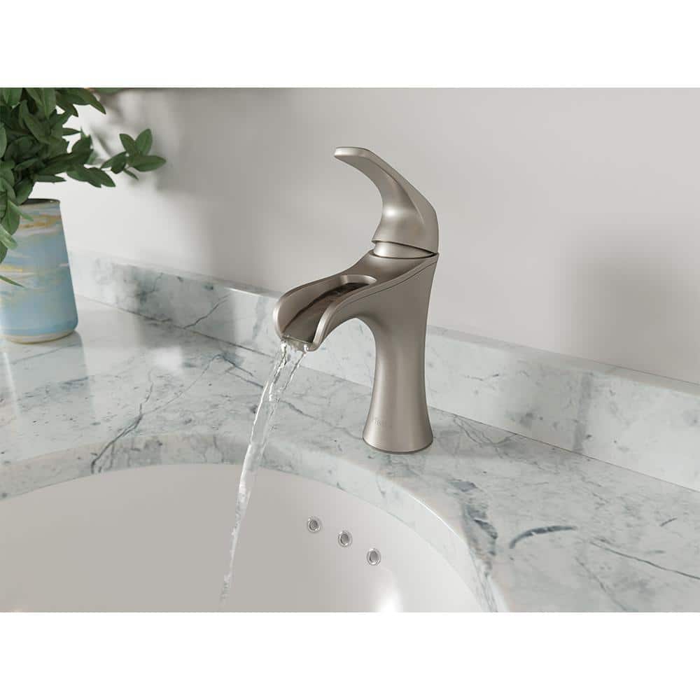 Brushed Nickel Single Handle Mid Arc Bathroom Faucet