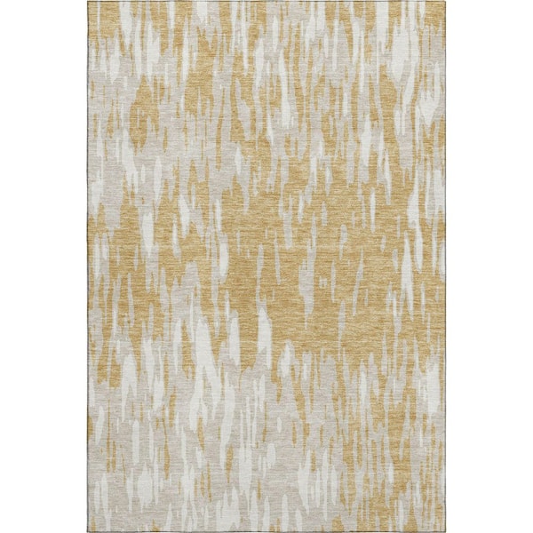 Addison Rugs Mayfield Premium Machine Washable Abstract AMF945 Gold 9 ft. x 12 ft. Area Rug