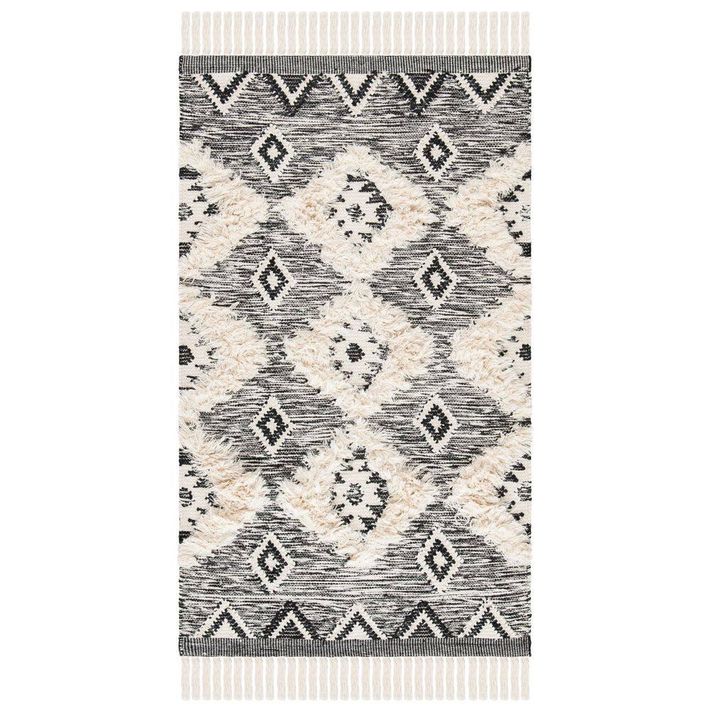 Handmade Black Wool Rectangular Area Rug 2'3" x 4'