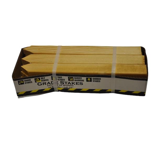 Unbranded 1 in. x 2 in. x 1 ft. Grade Pine Stakes (Actual: 0.562 in. x 1.375 in. x 11.5 in.) (12-Pack)