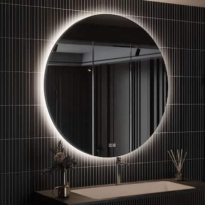 HOMLUX 32 in. W x 32 in. H Round Frameless LED Light with 3-Color and  Anti-Fog Wall Mounted Bathroom Vanity Mirror 96FB004795 - The Home Depot