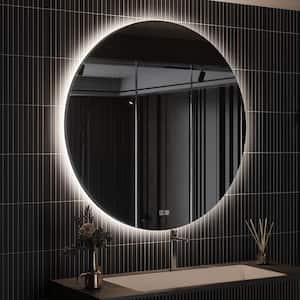 HOMEIBRO 24 in. W x 24 in. H Round Frameless LED Light with 3-Color and  Anti-Fog Wall Mounted Bathroom Vanity Mirror MA05R24TD-AtoZ - The Home Depot