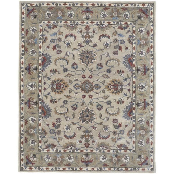 HomeRoots 8 x 10 Ivory, Blue Floral Area Rug