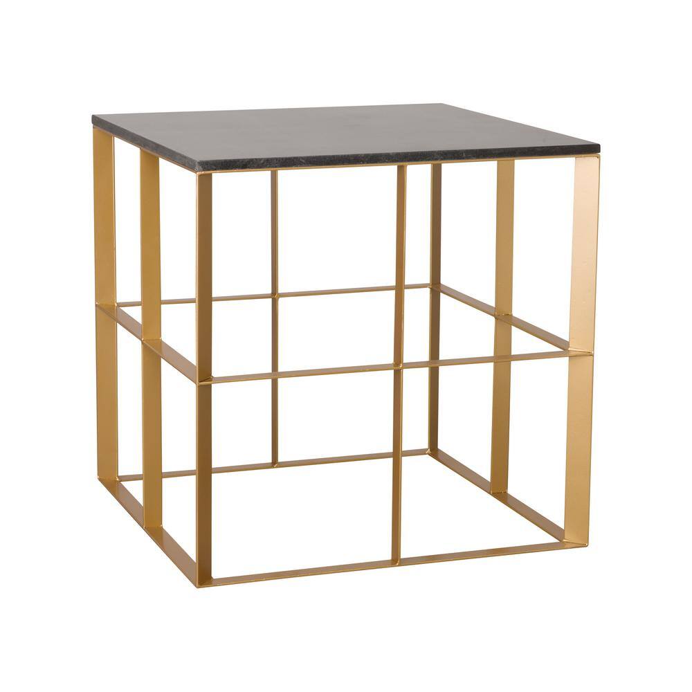 Emissary Milo 24 in. Gold Square Granite End Table 2530GD/BG The Home