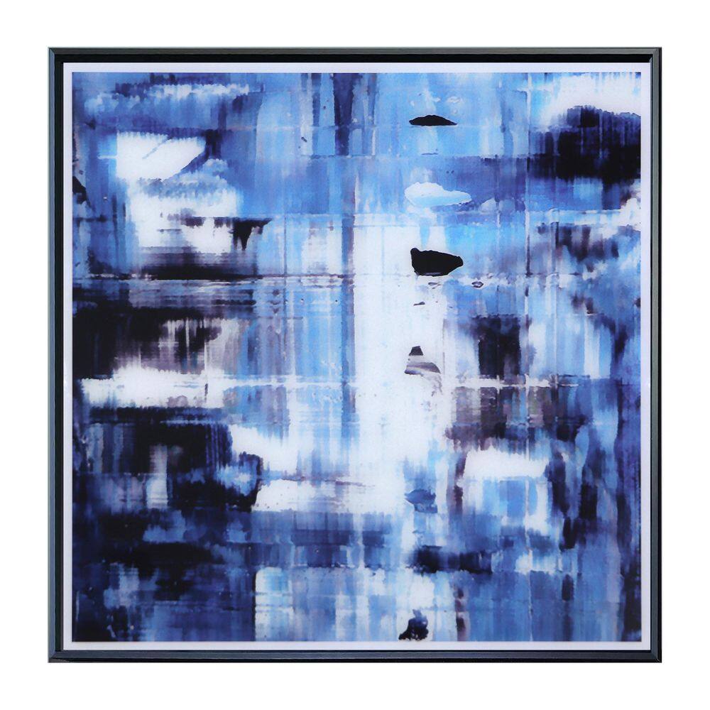"Abstract Ink Art" Glass Framed Wall Decorate Art Print 32 in. x 32 in