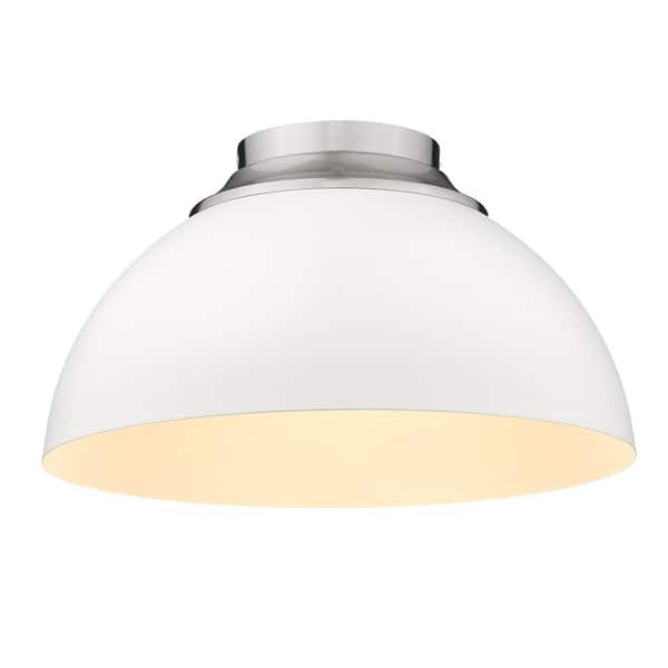 Zoey 13.75 in. 3-Light Pewter Flush Mount