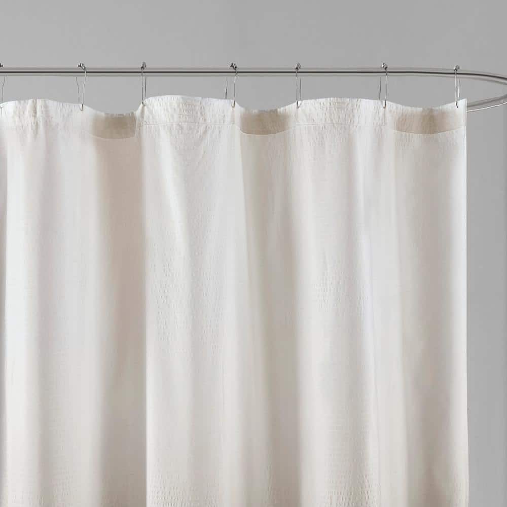Taupe Ombre Seersucker Fabric Shower Curtain