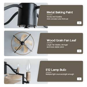 14.96 in. Indoor Black Farmhouse Vintage Caged Ceiling Fan with Remote Control without Fixture Kit