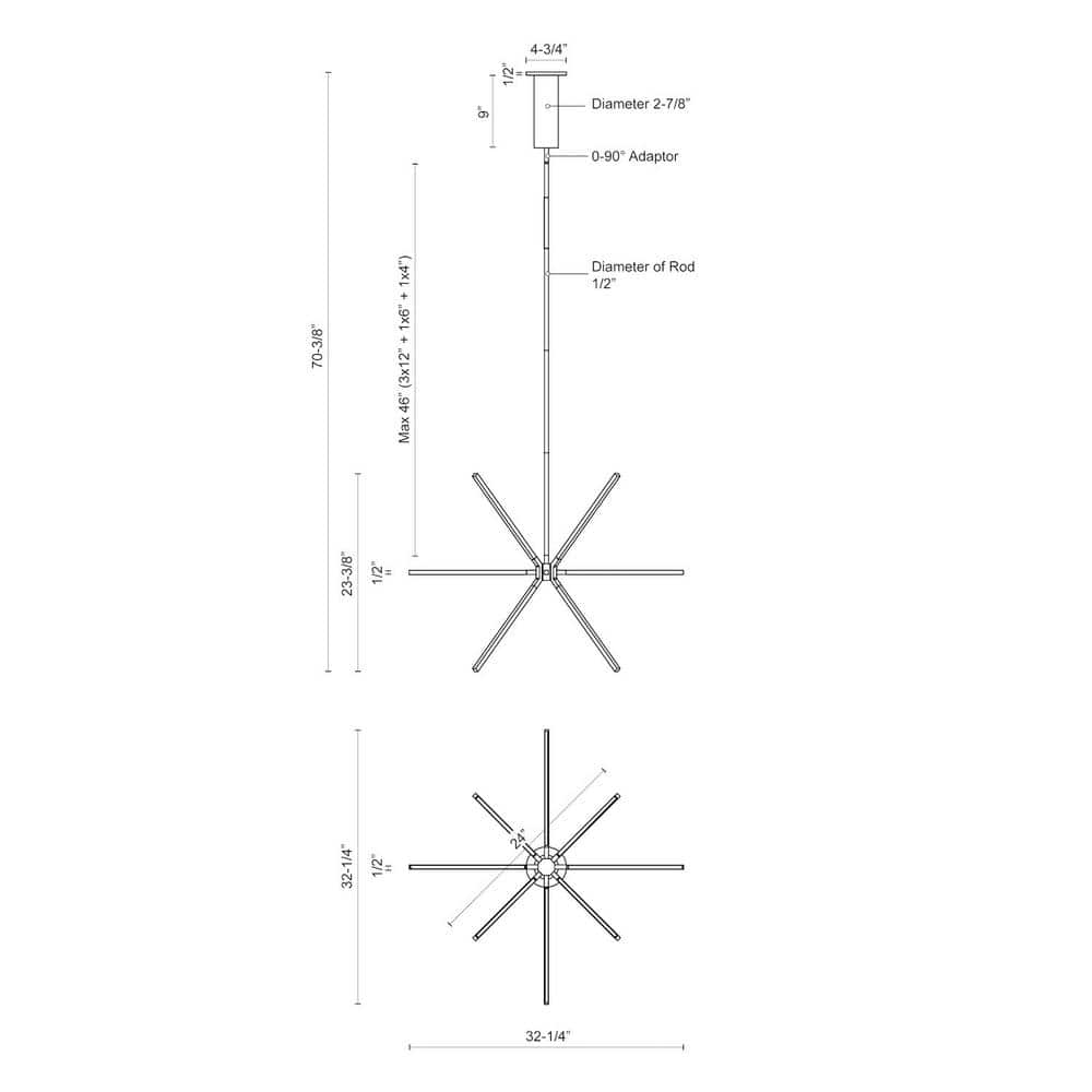 Sirius Minor White LED Sputnik Chandelier 32.75"