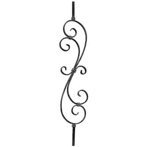 39-3/8 in. x 1/2 in. x 7-9/32 in. Wrought Iron Square Bar Single Wide Scroll Ends Forged Raw Picket