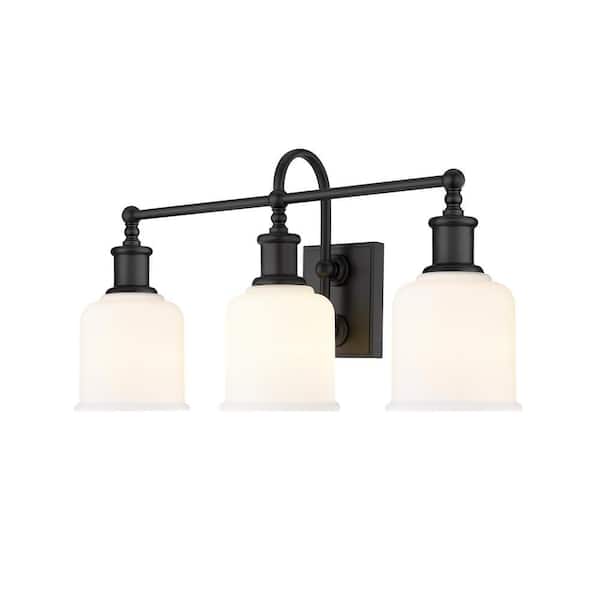 Unbranded - Bryant 24 in. 3-Light Matte Black Vanity Light with Glass Shade