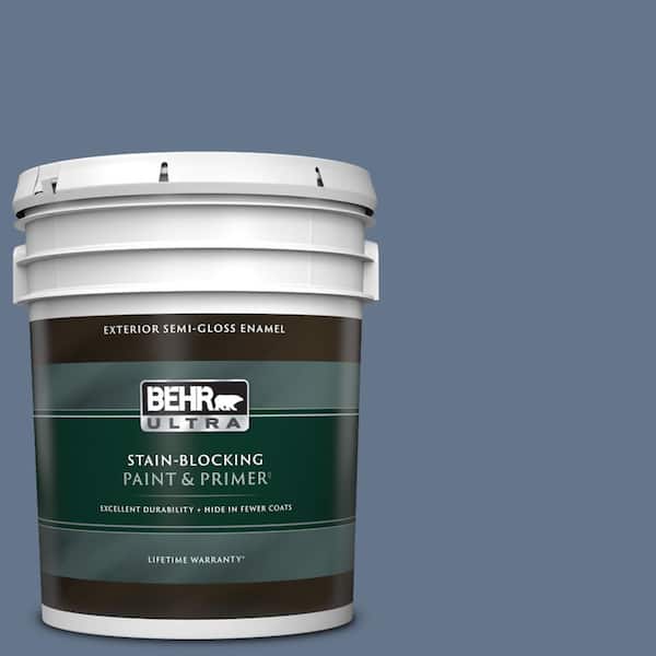 BEHR ULTRA 5 gal. #BXC-75 Saltbox Blue Semi-Gloss Enamel Exterior Paint & Primer
