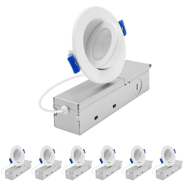 2 In. Floating Gimbal LED Recessed Light, Adjustable 360° Rotation & 90° Tilt, 5CCT, 7W, 600LM, Dimmable, ETL 6 Pack